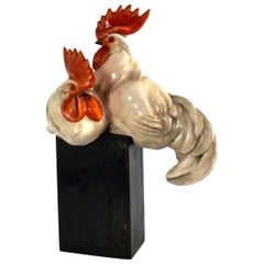 Ceramic Roosters Statue by Guido Cacciapuoti, 1940s