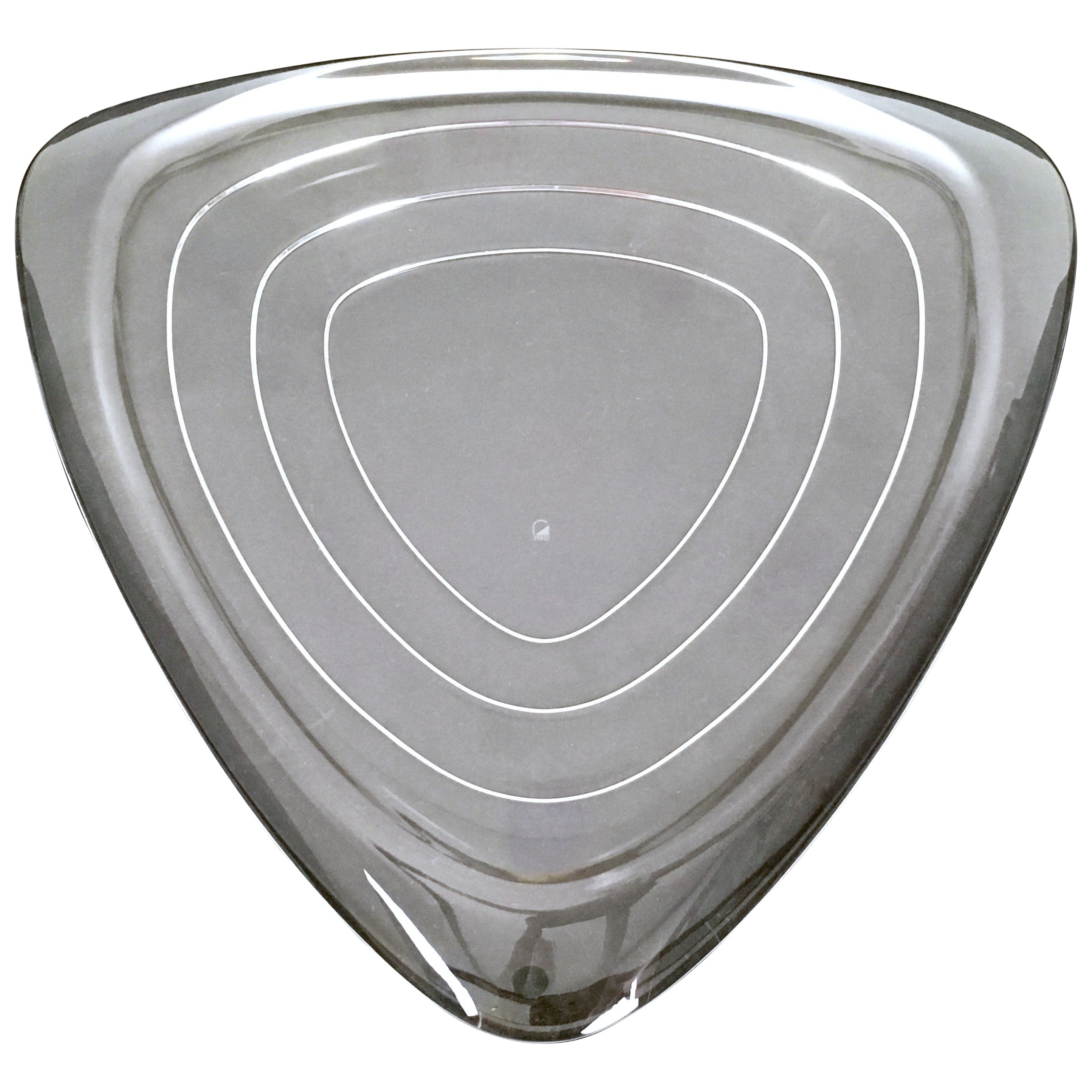 Modern Triangular Glass Plate by Angelo Mangiarotti for Cristallerie Colle 1990s For Sale