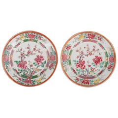Pair of Chinese Porcelain Famille Rose Plates, Qianlong, 18th Century