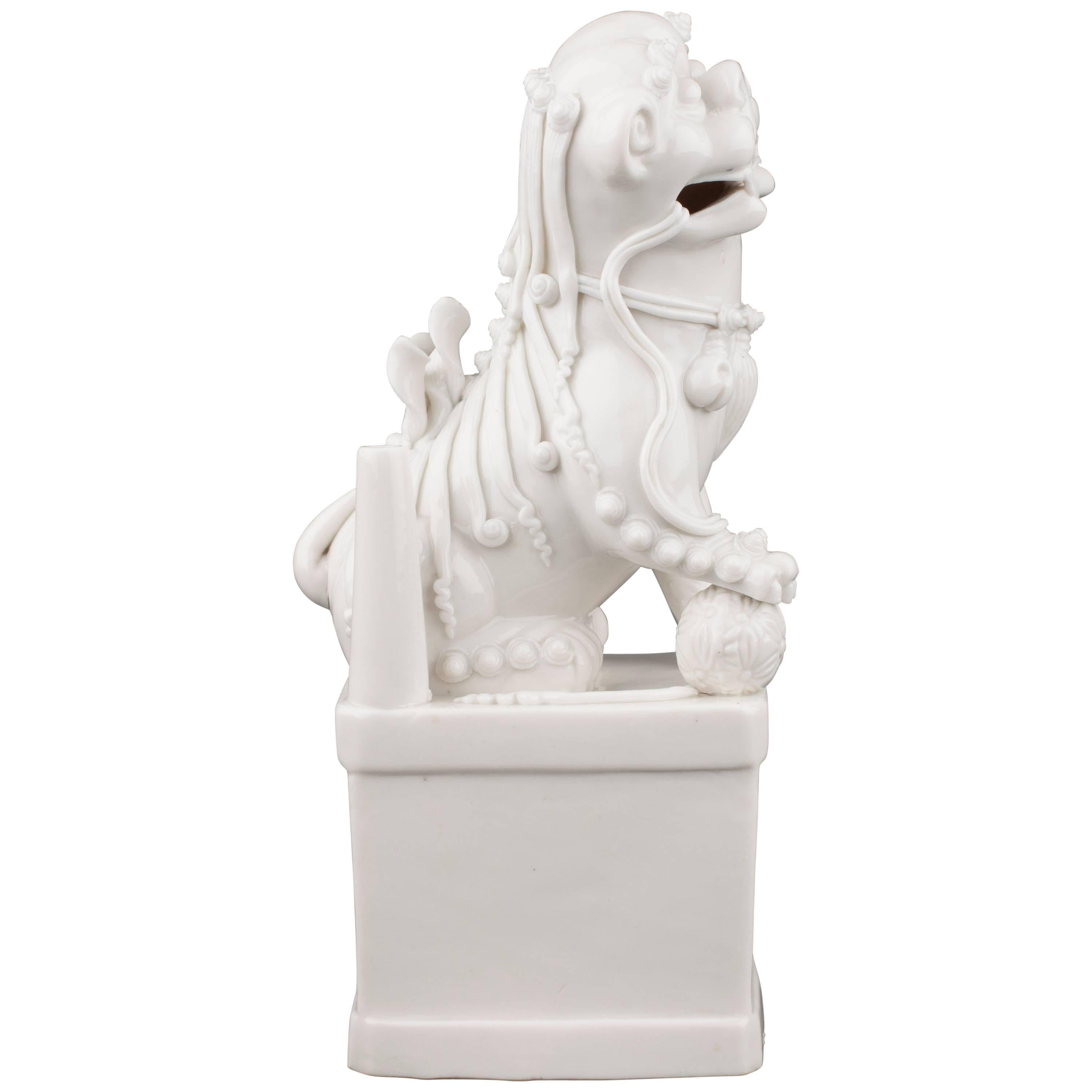 Chinese Blanc de Chine Incense Burner Seated Buddhist Lion, 17th Century For Sale