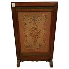 19th Century Easlake Mahogany and Needlepoint Firescreen