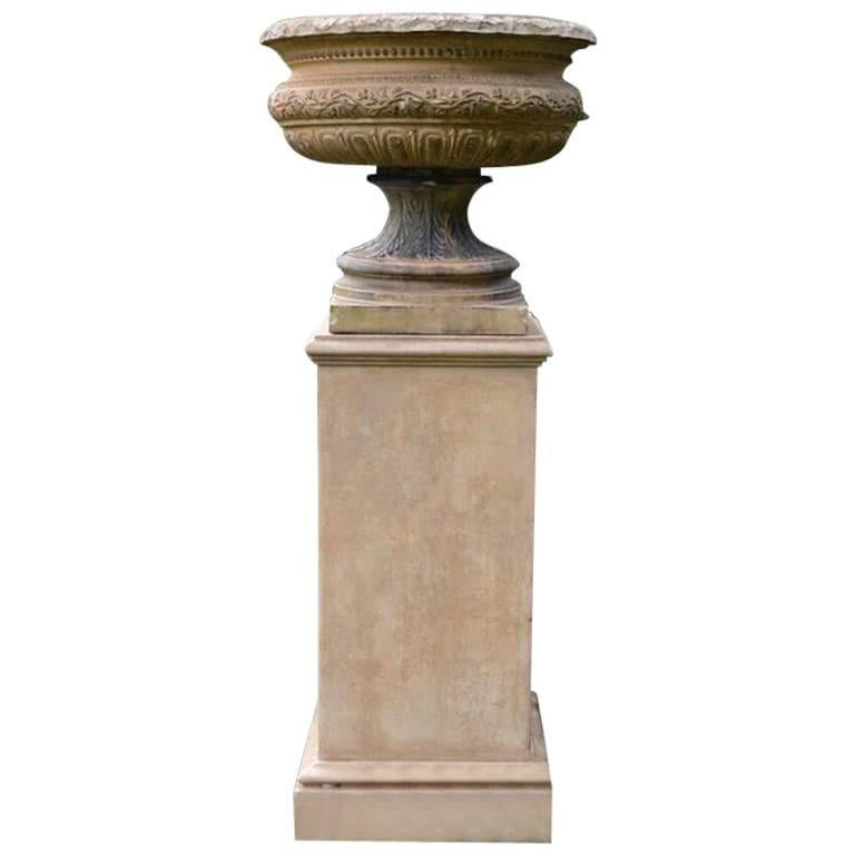 Stoneware Urn Marked Doulton on Stand