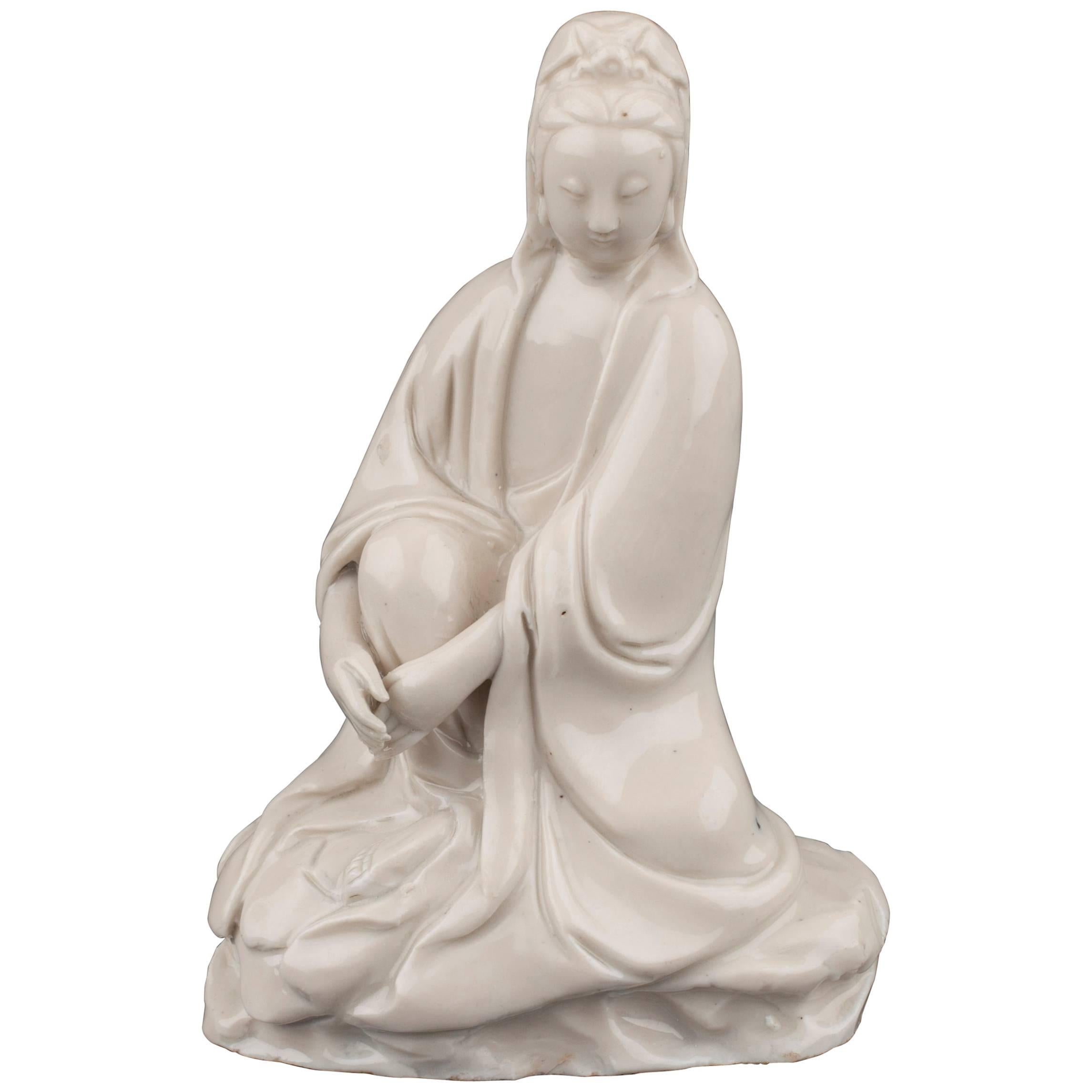 Chinese Blanc de Chine Guanyin Figure, circa 1640 For Sale