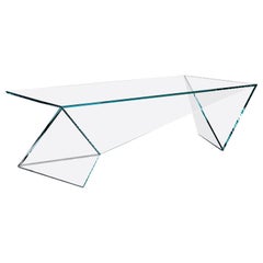 Modern Crystal Glass Coffee Table Origami Contemporary Design Made in Italy