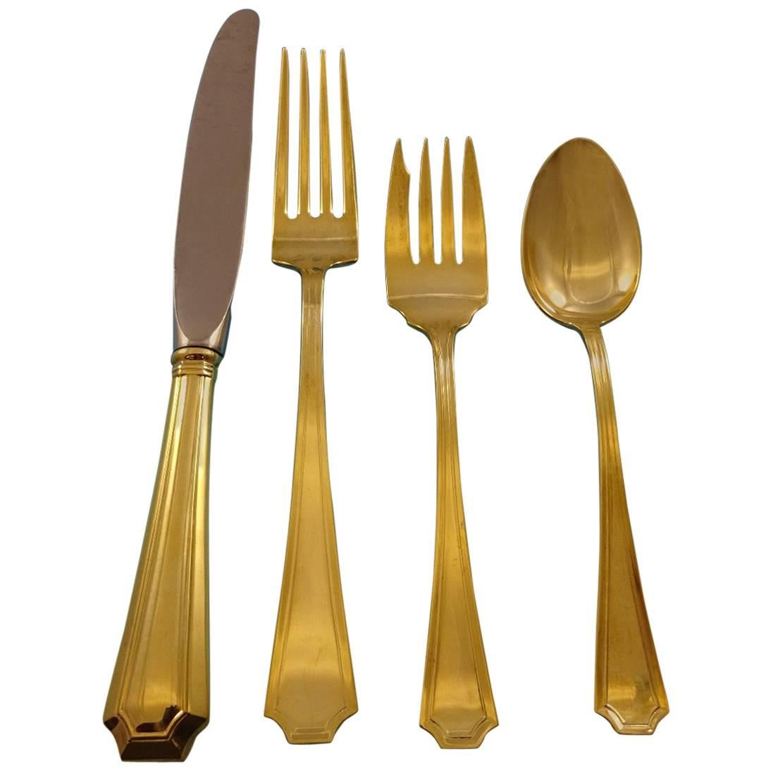 Fairfax by Gorham Sterling Silver Flatware Service for 12, Set in Gold 48 Pieces For Sale