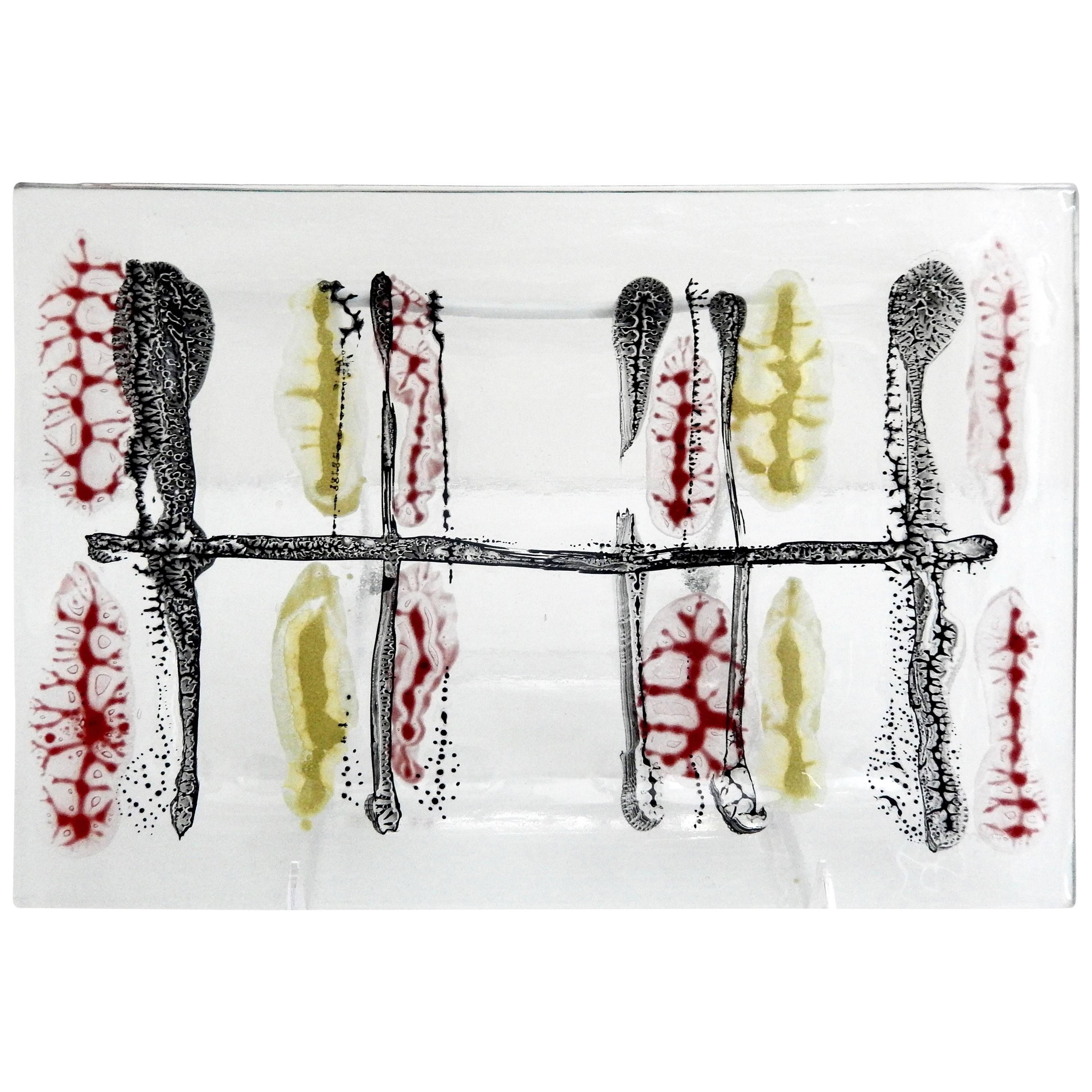 Mid-Century Modern Fused Glass Tray by Higgins For Sale