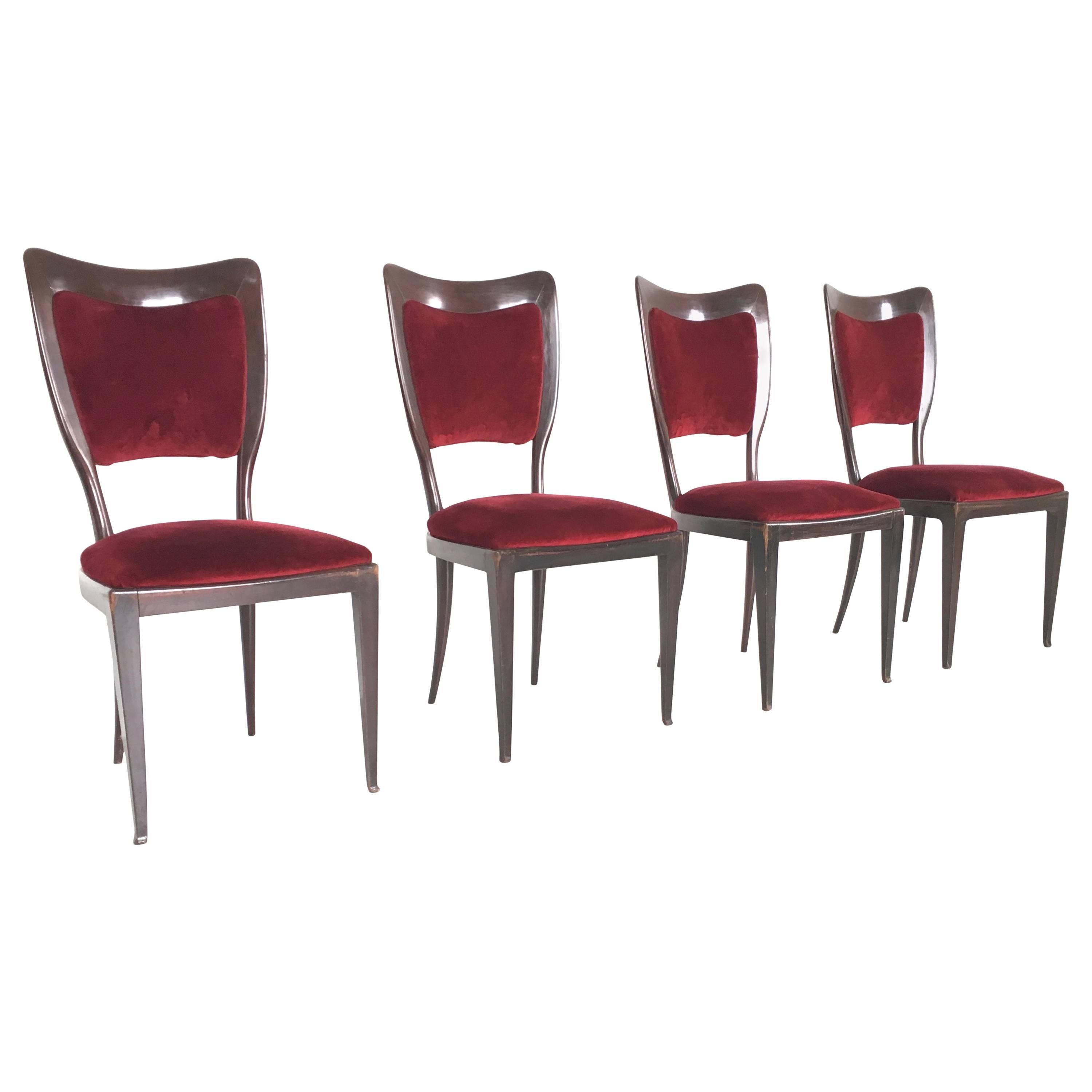 Set of Four Chairs by Paolo Buffa, 1950s
