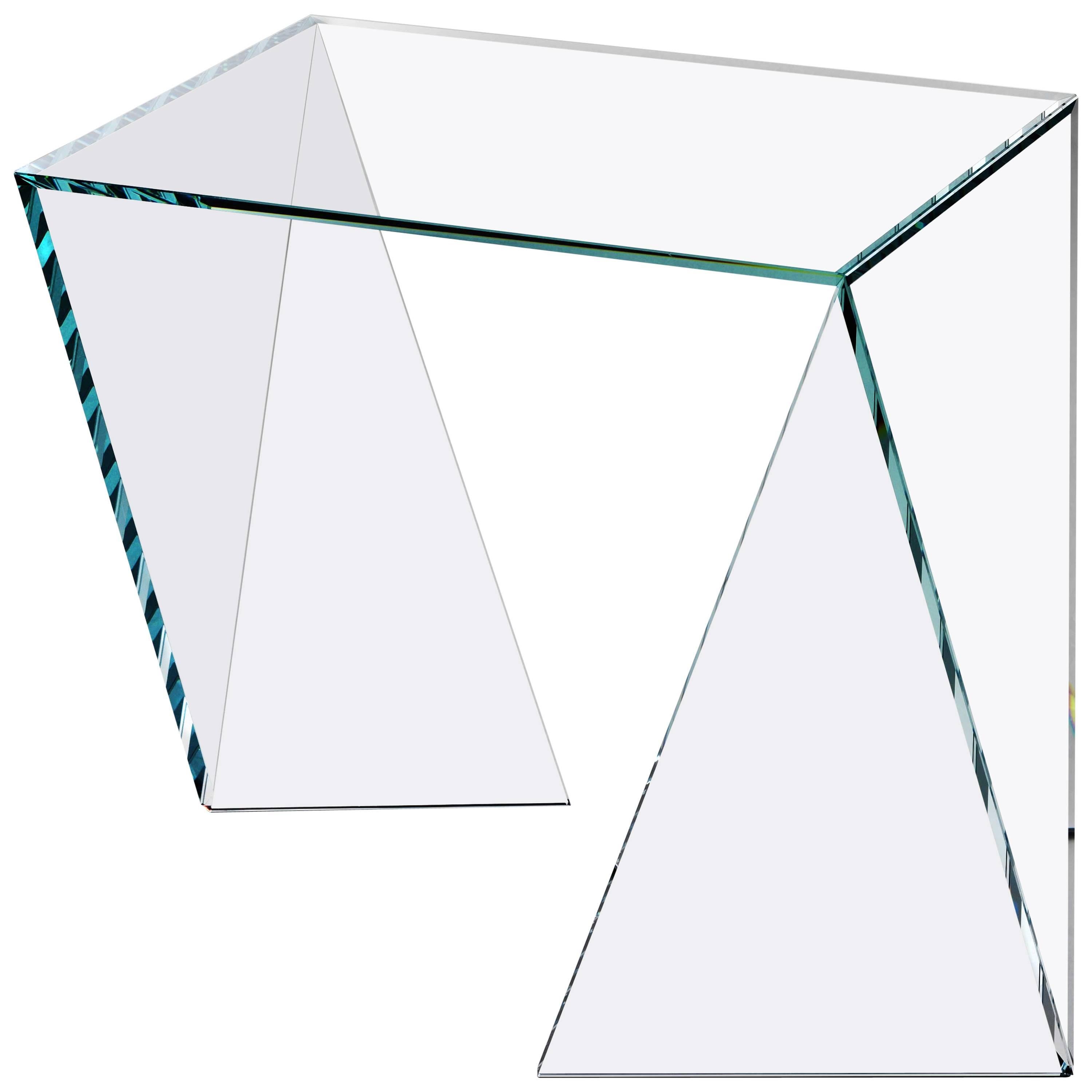 Crystal Glass Side Table Modern Origami Contemporary Design Made in Italy For Sale