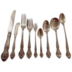 English Gadroon by Gorham Sterling Silver Flatware Service for Eight, "H" Mono