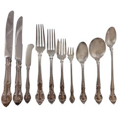 Vintage English Gadroon by Gorham Sterling Silver Flatware Set for 8 Service 95 Pieces