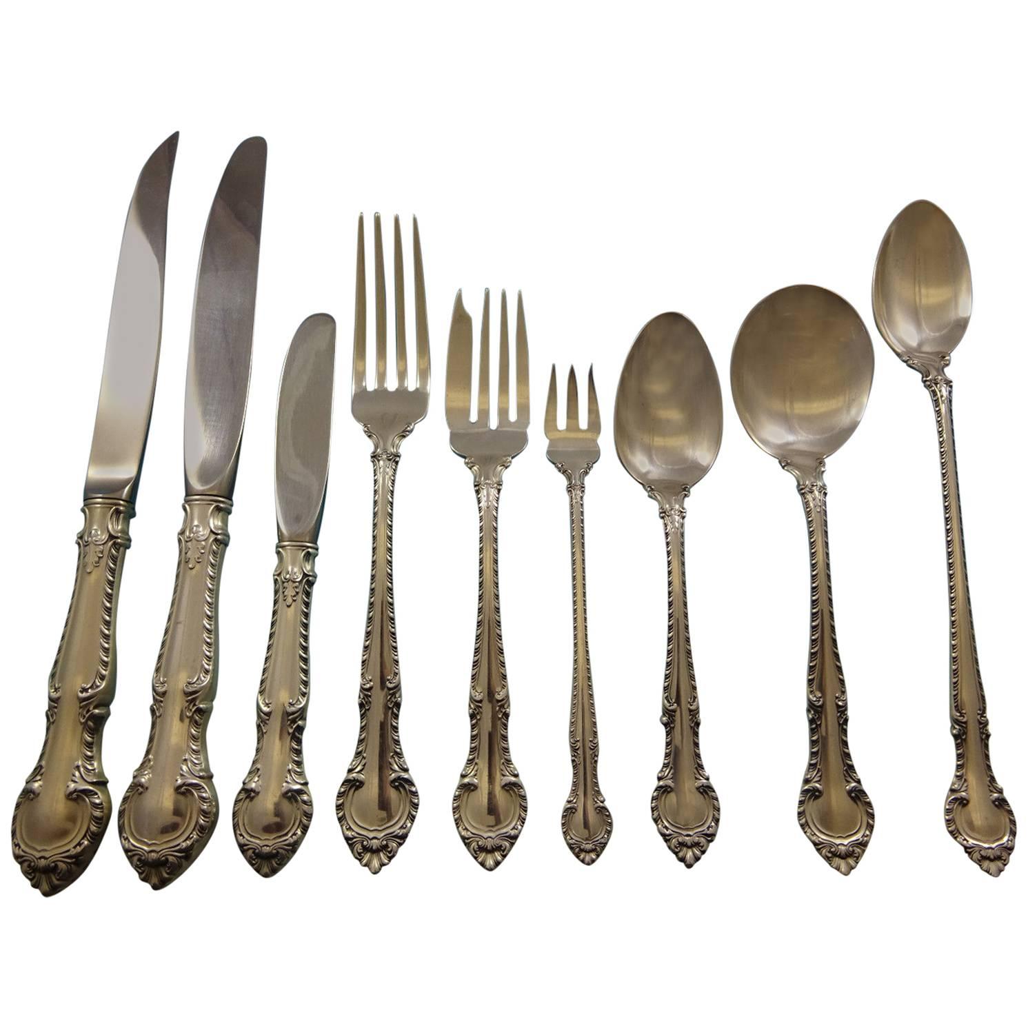 English Gadroon by Gorham Sterling Silver Flatware Set 12 Service 114 Pcs Huge  For Sale