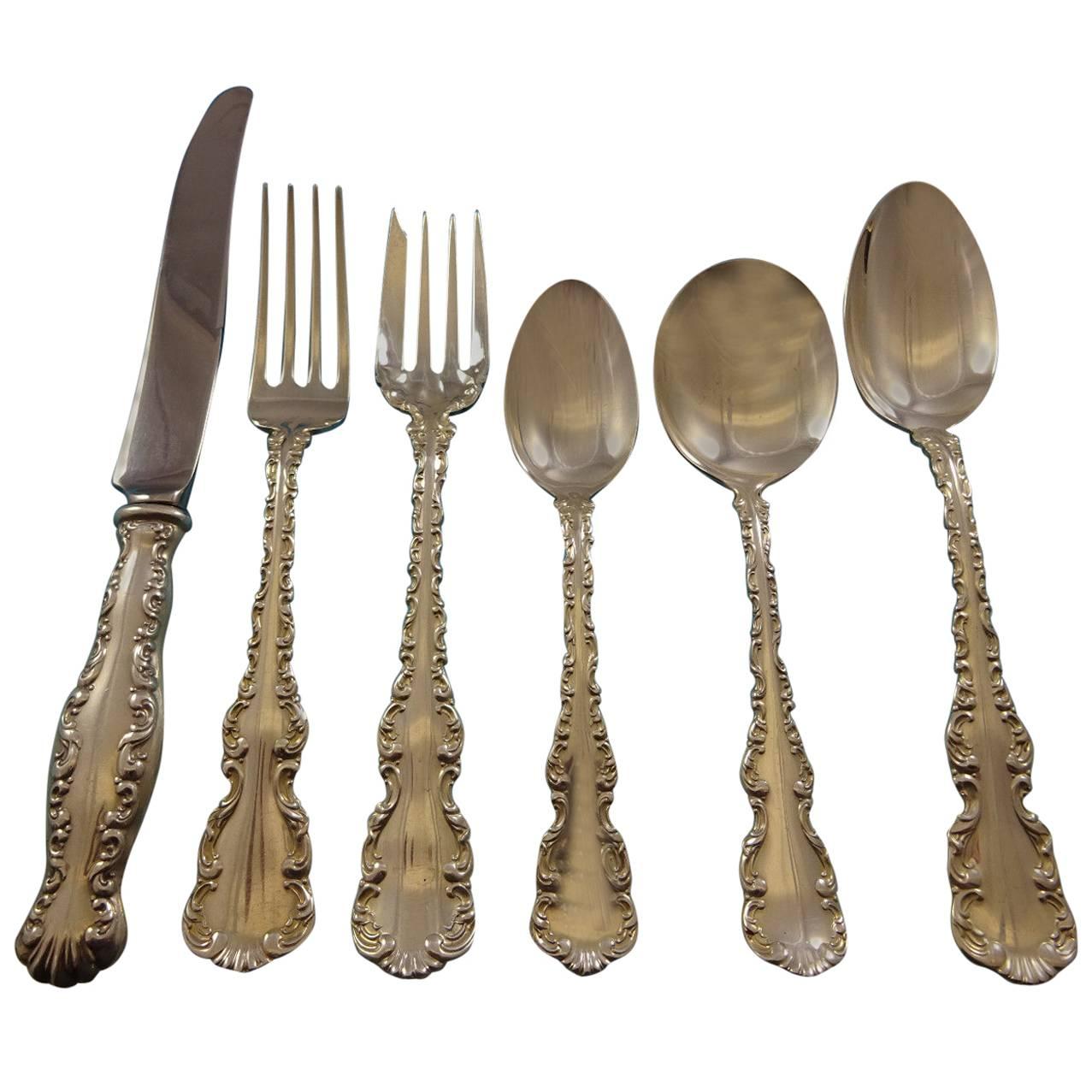 Louis XV by Gorham Whiting Sterling Silver Flatware Set for 12 Service 76 Pieces For Sale