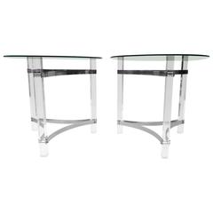Pair of Lucite and Chrome Side Tables 1