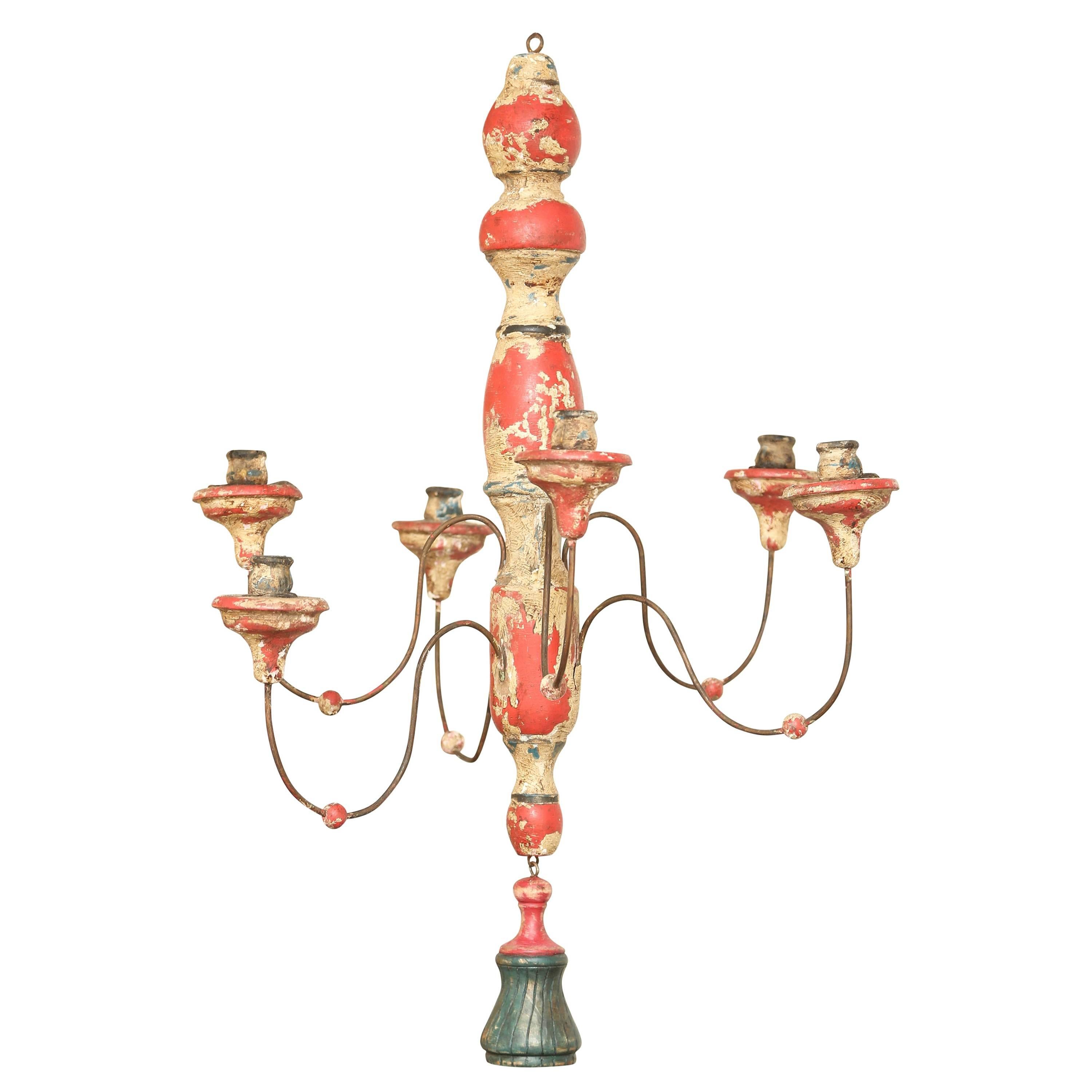 18th Century Hand-Carved and Hand-Painted Tuscan Chandelier