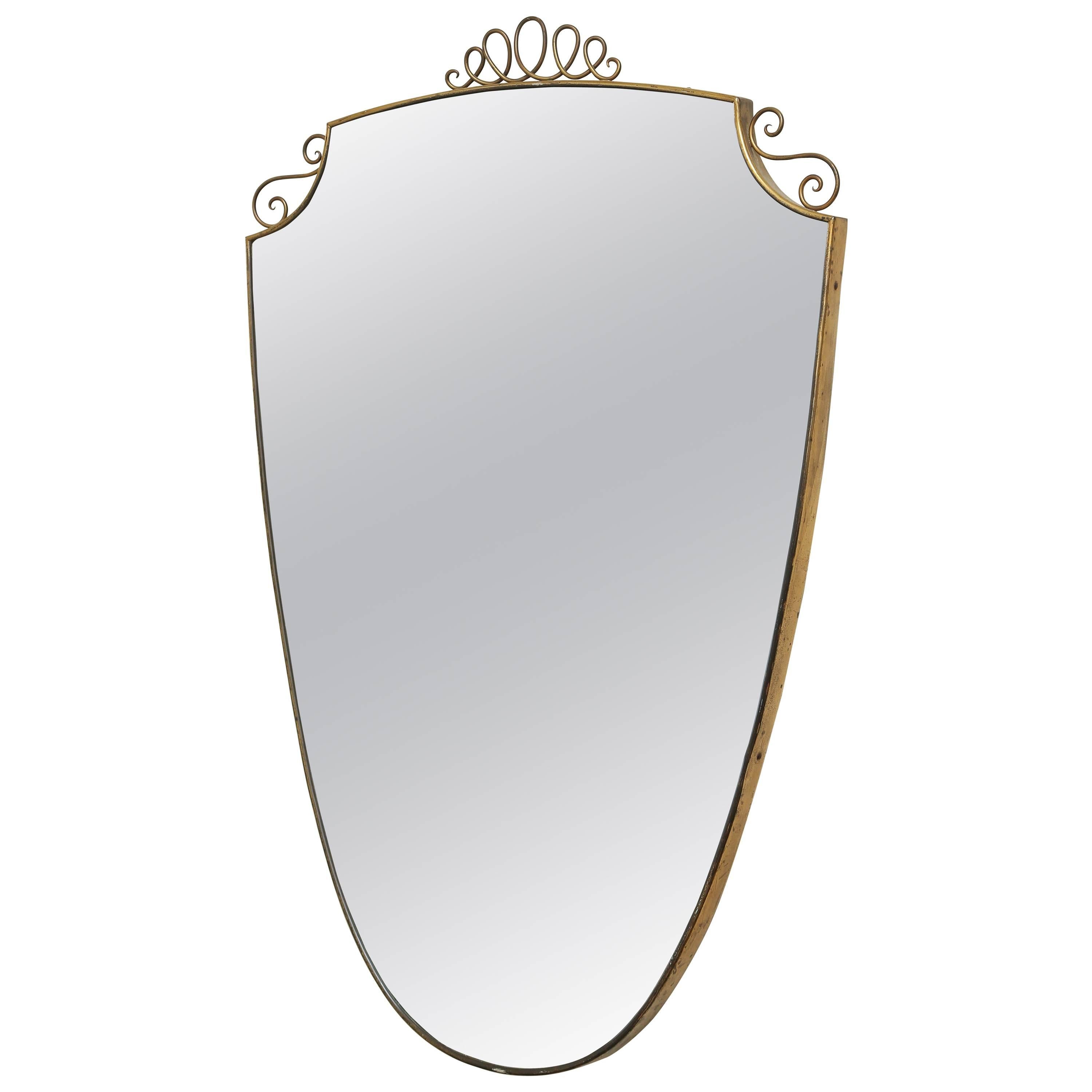 Large Italian Shield Mirror in Gio Ponti Style