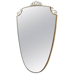 Large Italian Shield Mirror in Gio Ponti Style