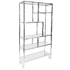 Tall Greek Key Chrome Ètagerè/Display Shelve by Milo Baughman 6