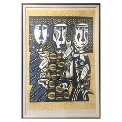 Vintage Sadao Watanabe Limited Edition Japanese Print "Three Fishermen ‘The Disciples’"