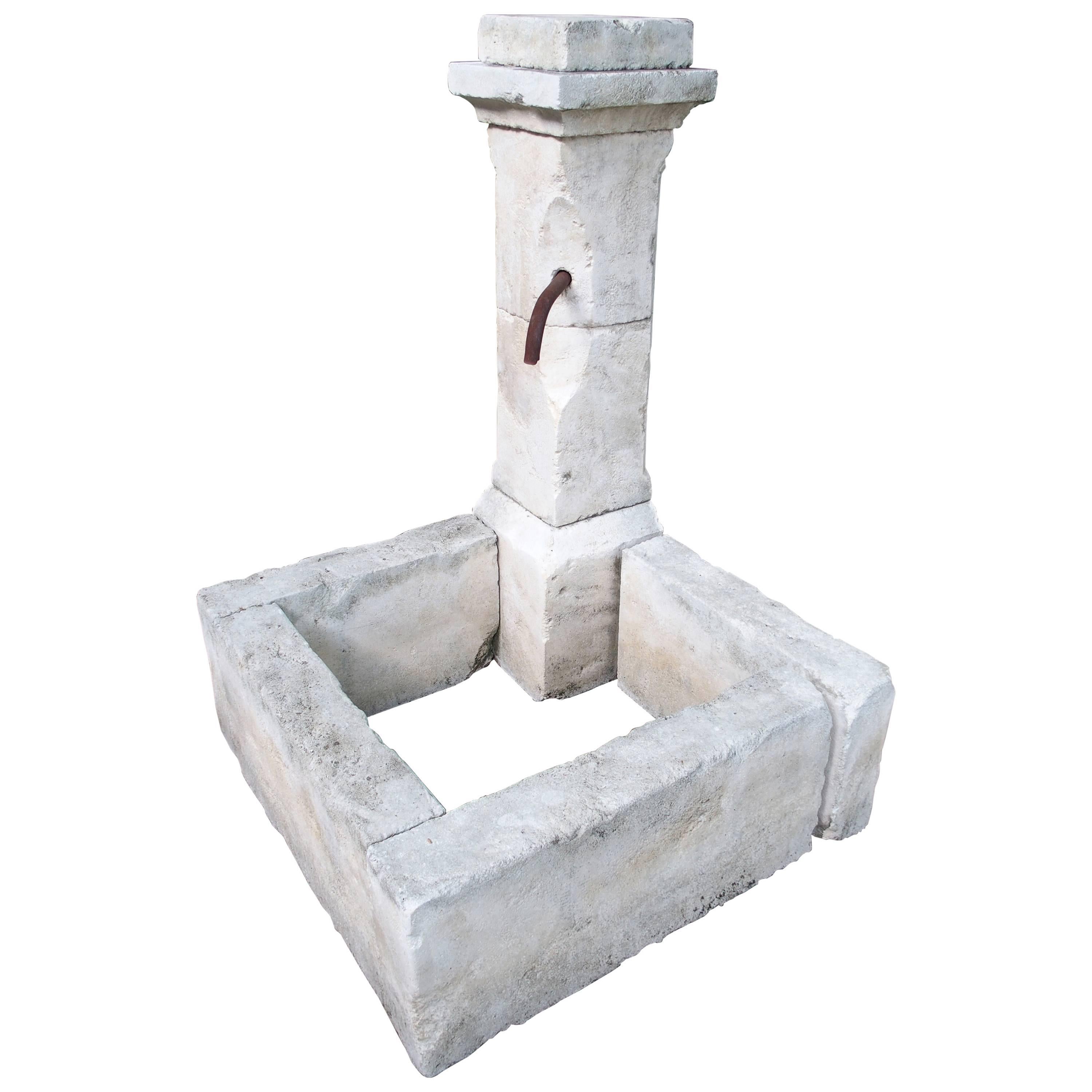 Carved Limestone Corner Fountain from France
