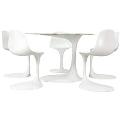 Table and Five Chairs Fiberglass Dining Group Set by Rudi Bonzanini, Italy, 1960