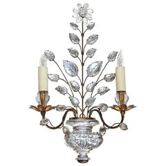 Single Bagues French Crystal Gilt Wall Sconces