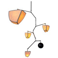 Ivy 5-ABCDE, a Mobile Chandelier in Bamboo and Brass