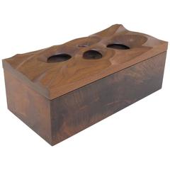 James Martin Sculpted Hand-Carved Walnut Box New Hope School USA, 1960s Signed
