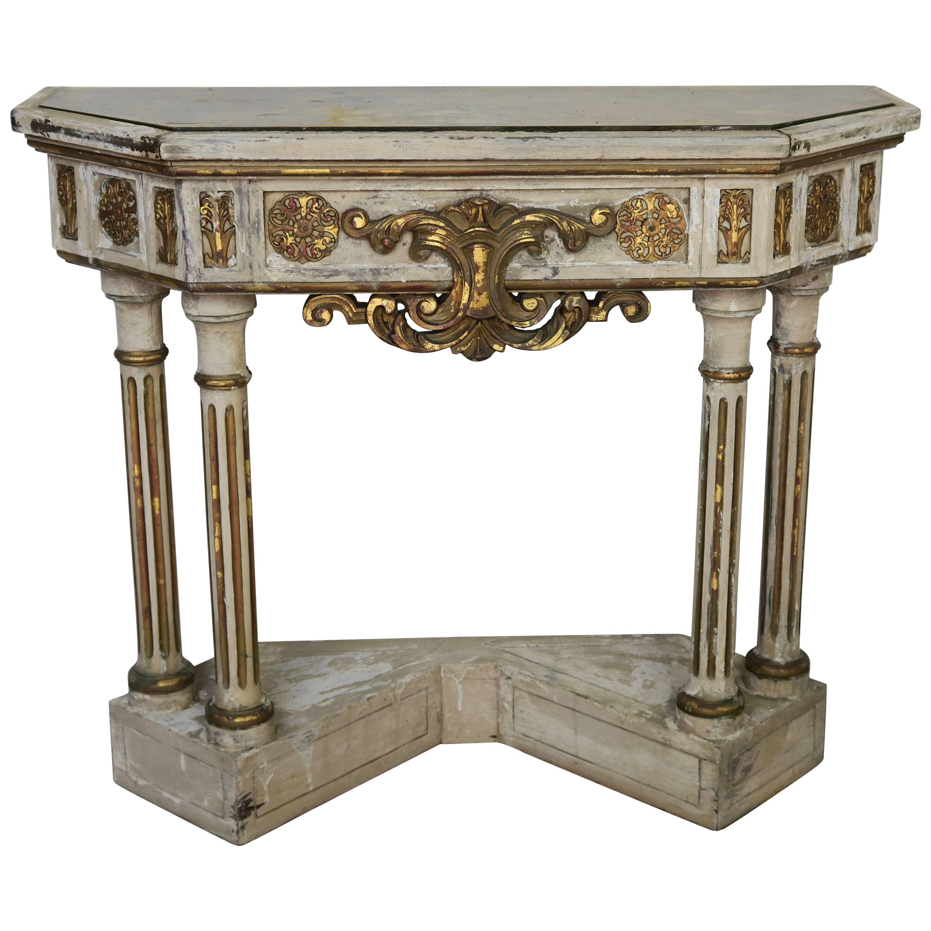 Italian Neoclassical Style Console with Gold Mirrored Top