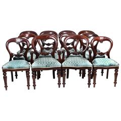 Vintage Victorian Style Balloon Back Dining Chairs Set of 12