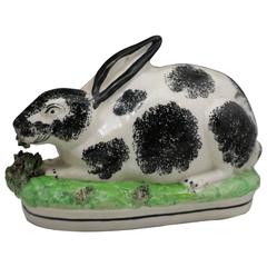 Antique 19th Century Staffordshire Pottery Figure of a Rabbit