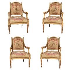 Set of Four 18th Century Tapestry Chairs