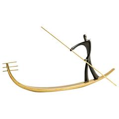 Hagenauer Vienna Gondolier Patinated Brass 1930s Art Deco