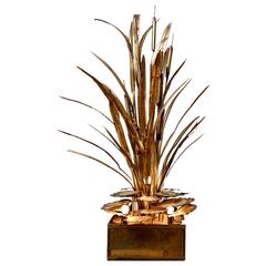 Vintage Impressive Lamp by Maison Jansen with Leaves and Reeds