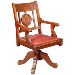 Aesthetic Movement Swivel Desk Armchair in the Manner of C L Eastlake 10