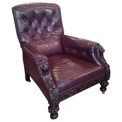 Victorian Oak Armchair with Heavily Carved Frame