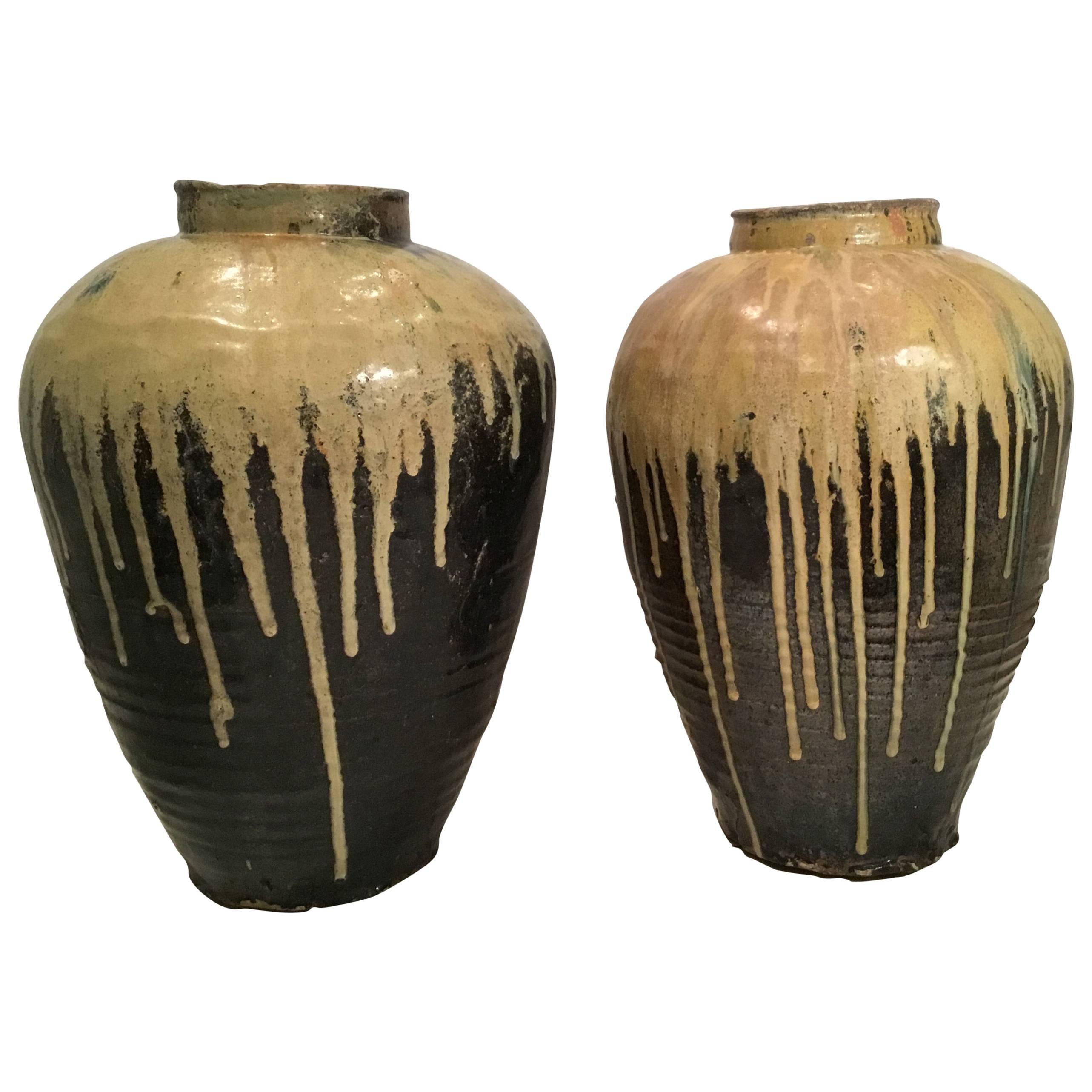 Two Large Antique Chinese or Japanese Vases