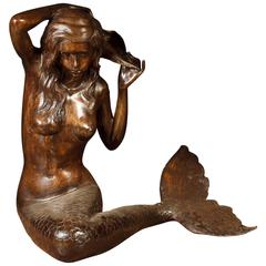 Bronze Mermaid Fountain Garden Statue Siren Female Figurine