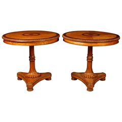 Pair of Regency Style Satinwood Cocktail or Occasional Tables