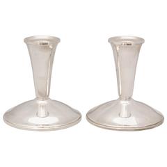 Pair of Sterling Silver Mid-Century Modern Candlesticks