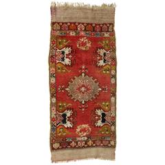 Turkish Yastic Rug. Red, Green, Gray, Pink, Blue, Ivory