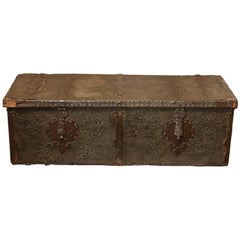 Antique Late 16th Century Spanish Leather Trunk
