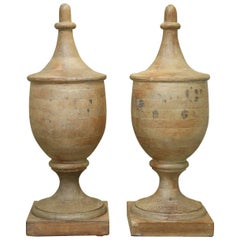 Pair of Very Large  42.5" Vintage Wooden Finials