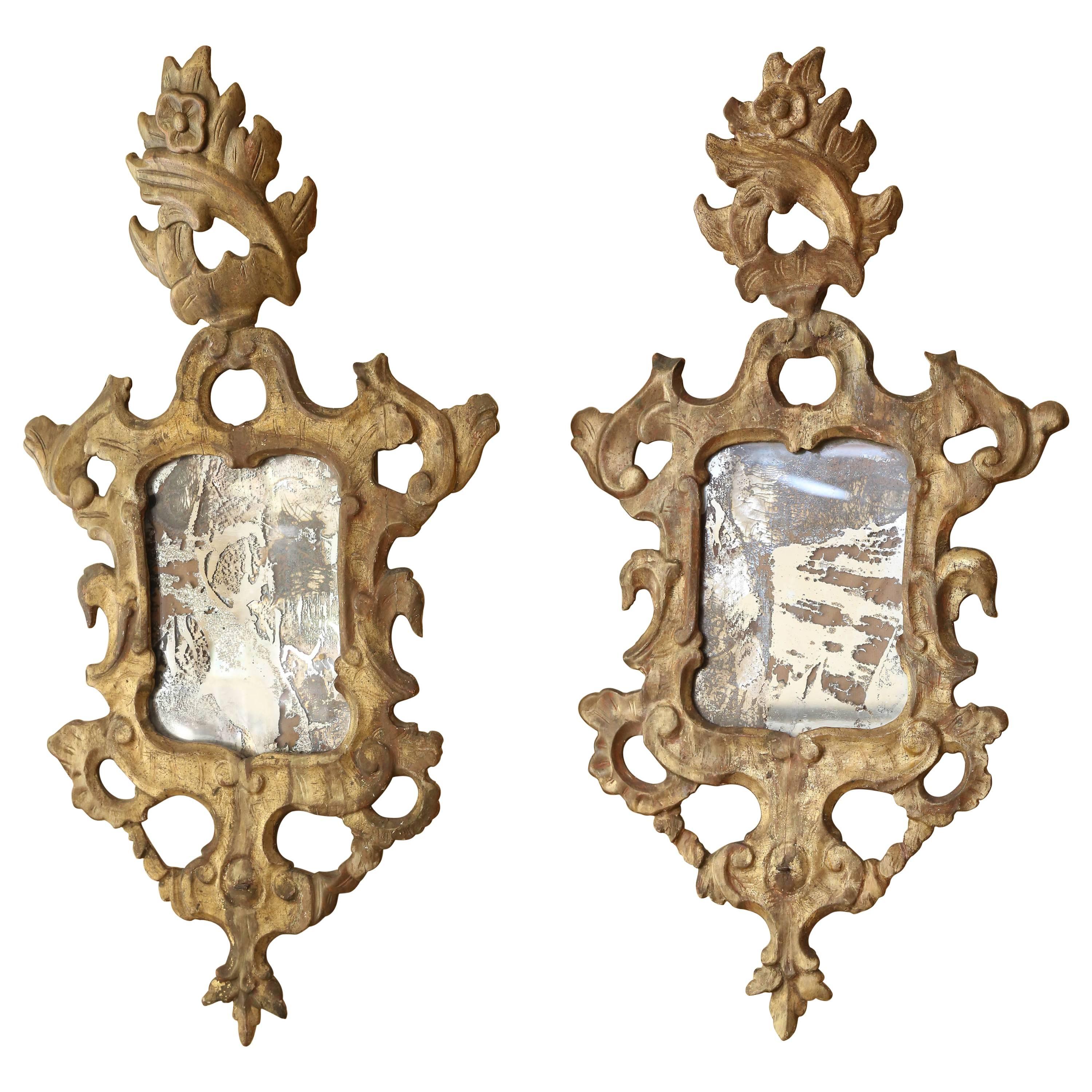 Pair of 18th Century Venetian Mirrors with Original Mercury Glass