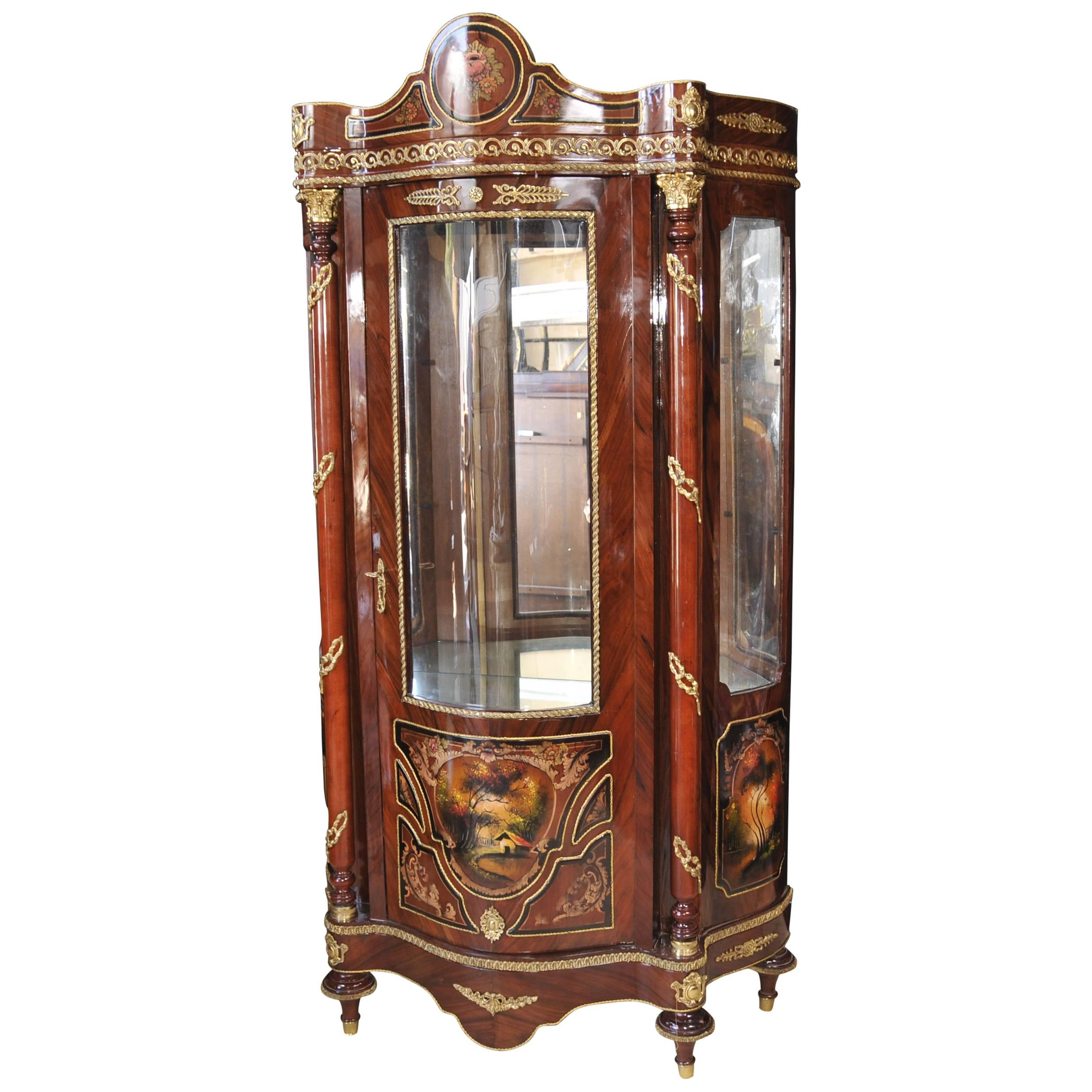 French Louis XVI Style Display Cabinet Bijouterie Painted Cabinets For Sale