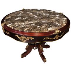 French Louis XVI Style Centre Table Center Marble Topped