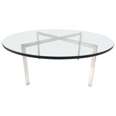 Vintage Mid-Century Modern "x" Base Circular Chrome Coffee Table