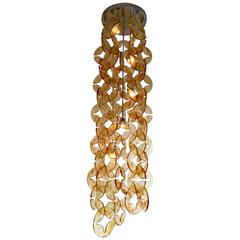 Cascade Chandelier in Orange Murano Glass by Mazzega, Italy, 1970s