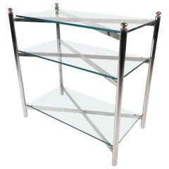 Mid-Century Modern Chrome and Glass Display Shelf in the Style of Maison Jansen