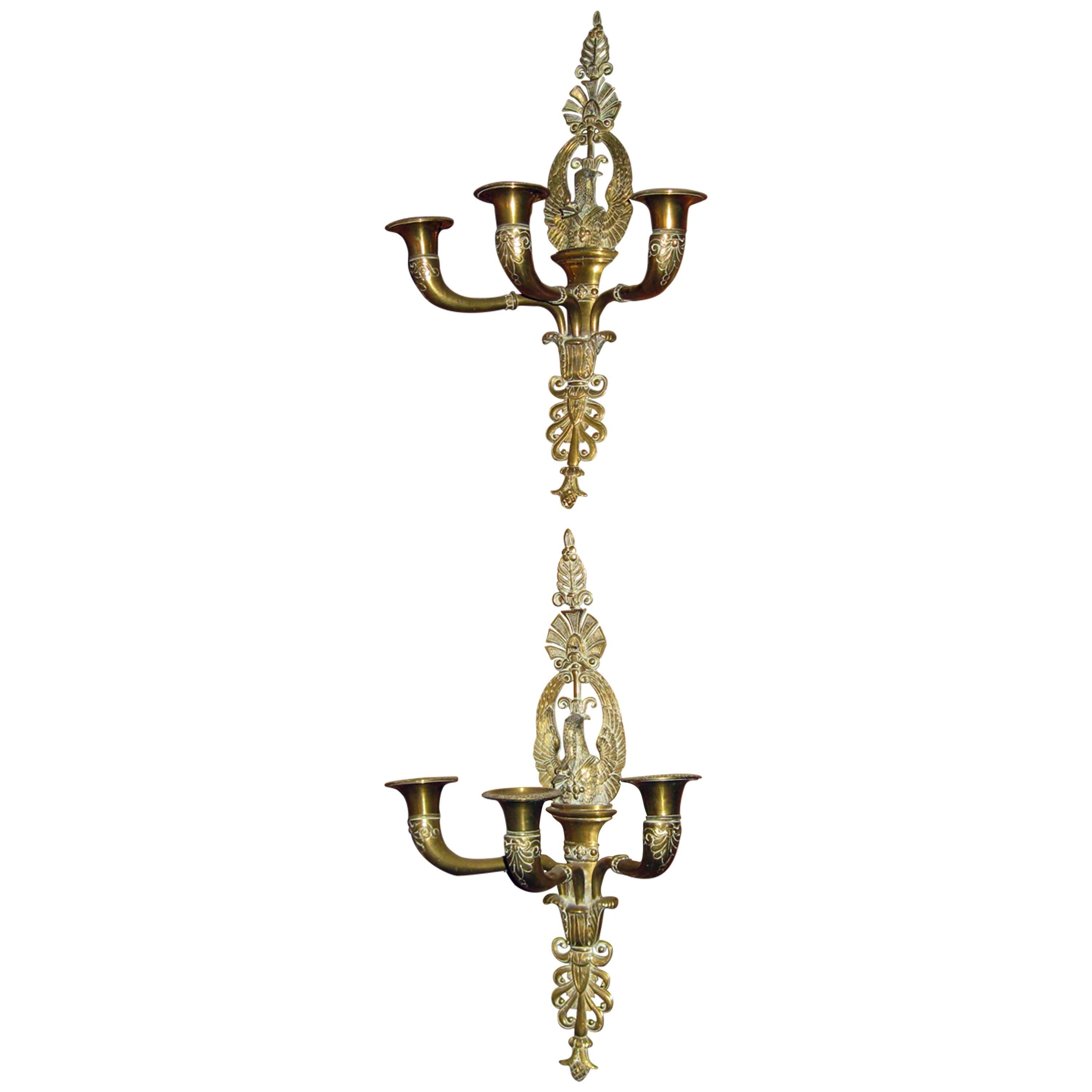19th century French Empire Swan Motif Sconce Pair