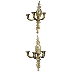 19th Century French Empire Swan Motif Sconce Pair 1